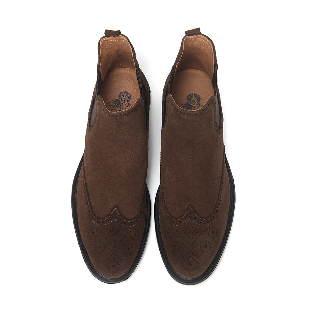 Brogued Chelsea Boots Suede