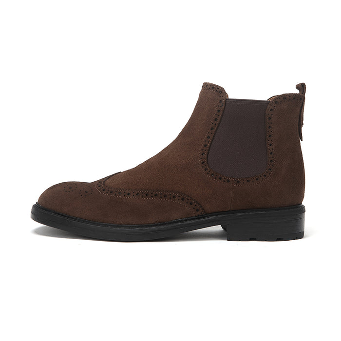 Brogued Chelsea Boots Suede