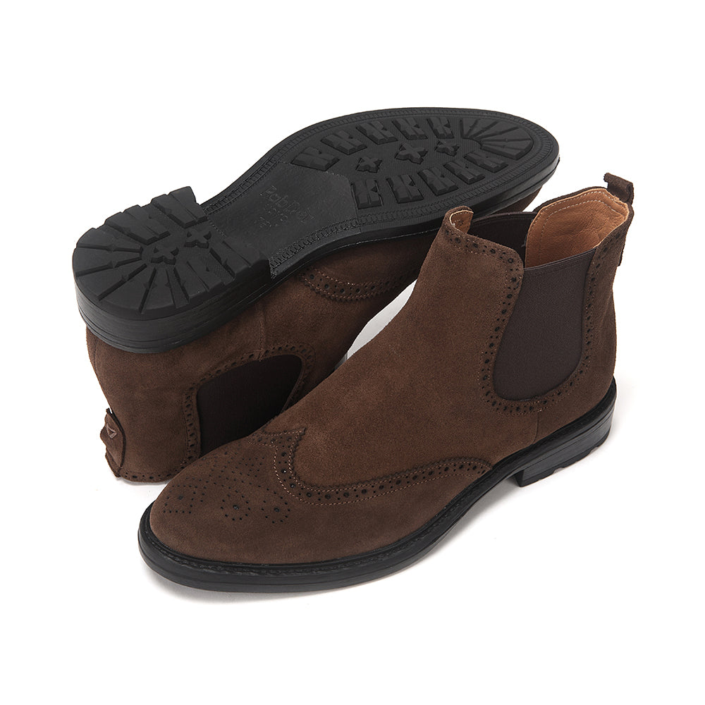 Brogued Chelsea Boots Suede