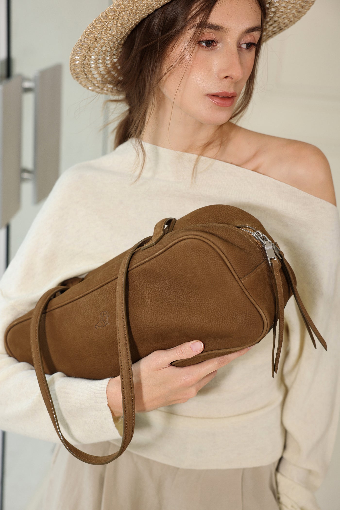 Medium Suede Rectangular Leather Purse