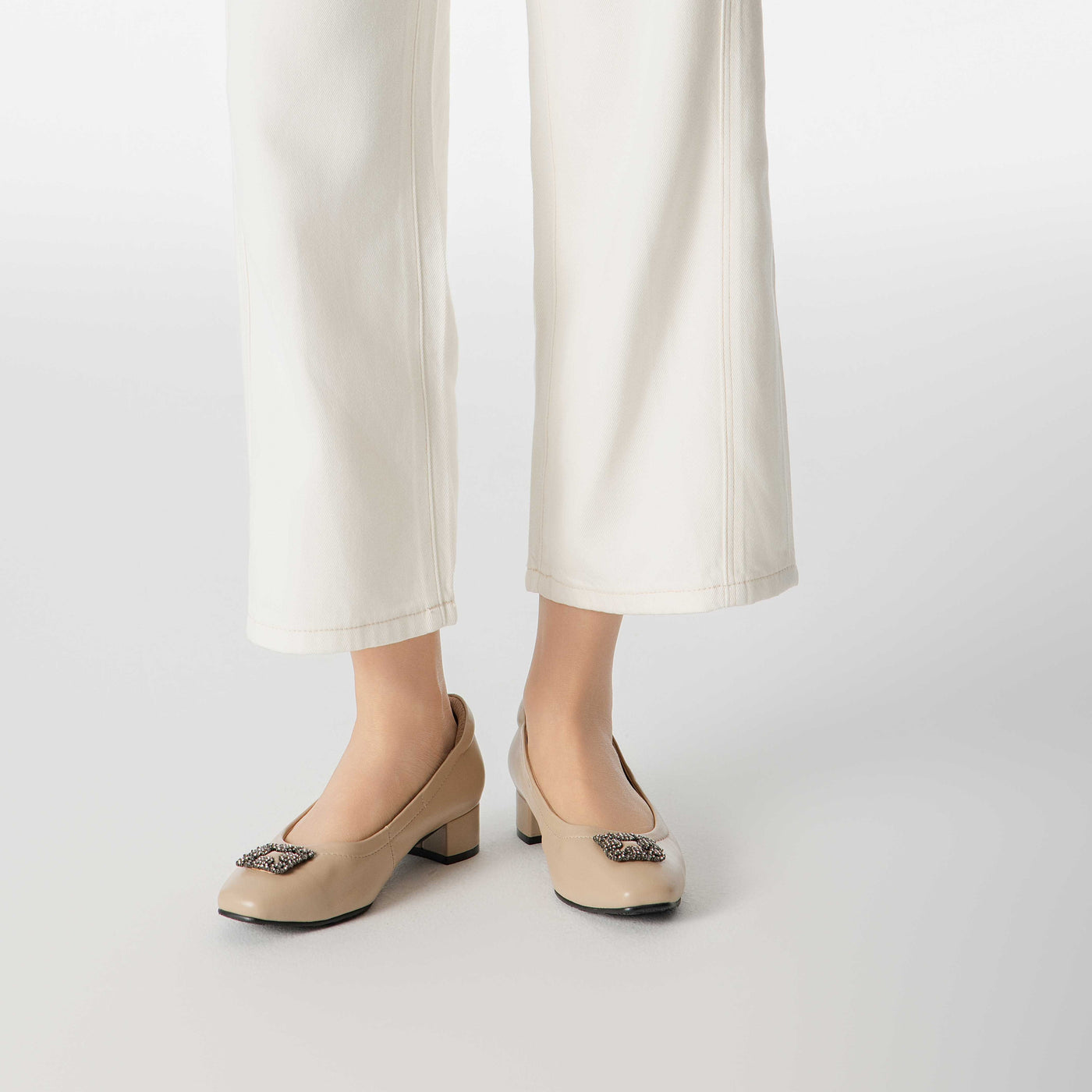 Round Toe Gem Heels