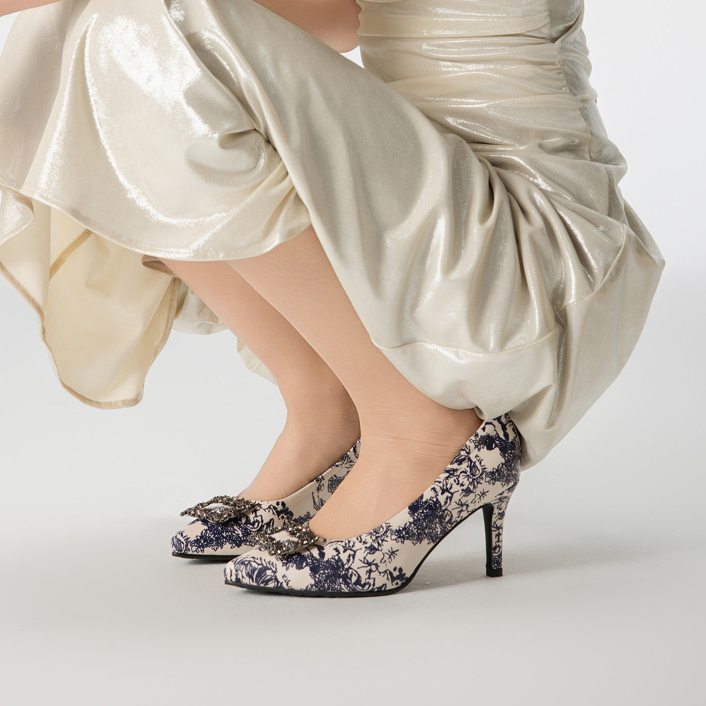 Porcelain Rhinestone High Heels