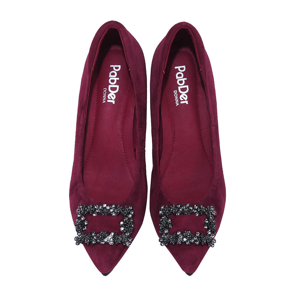Suede Rhinestone High Heels